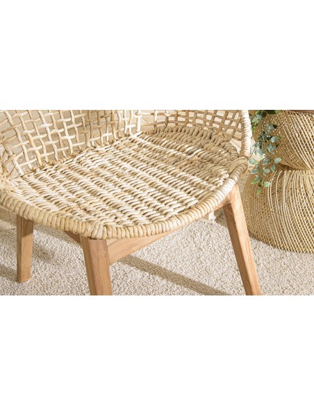 Fauteuil ethnique abaca et bois