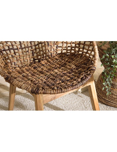 Fauteuil ethnique en abaca foncé