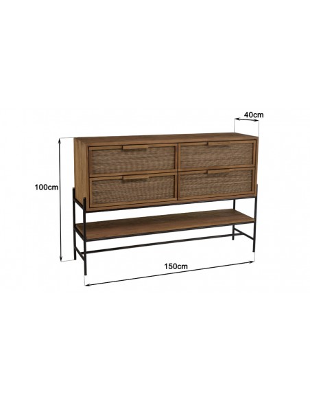 Dimensions buffet teck recyclé Thekku