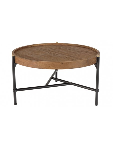 Petite table basse ronde en teck recyclé