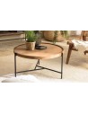 Table basse ronde industrielle en teck