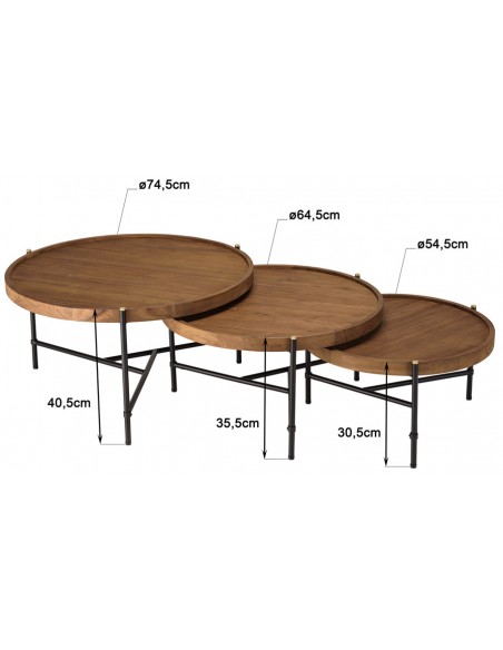 Dimensions 3 tables gigognes Thekku