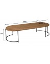 Grande table basse ovale en teck recyclé et métal noir - Thekku