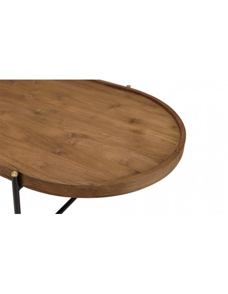 Grande table basse en bois de teck recyclé ovale 140 cm - Thekku