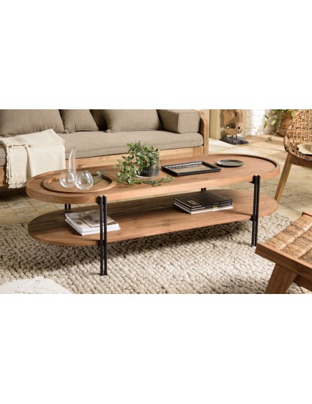 Table basse avec plateau amovible en bois