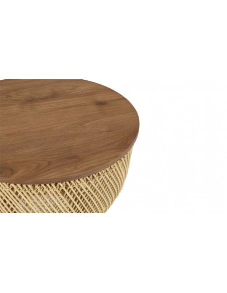 Table d'appoint style ethnique rotin beige Thekku
