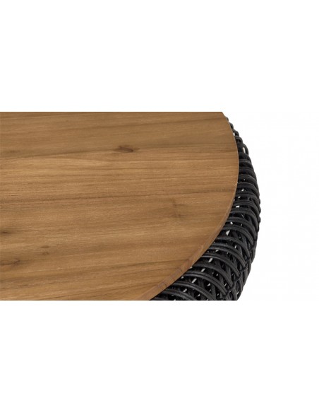 Table basse rotin noir 80cm