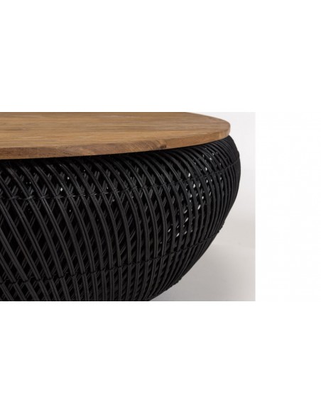 Table basse rotin noir 100cm