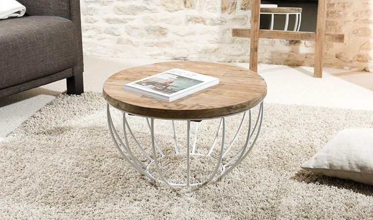 Table basse ronde en teck Table basse ronde en teck