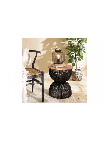 Table d'appoint rotin noir Thekku