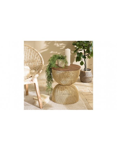 Table d'appoint en rotin beige