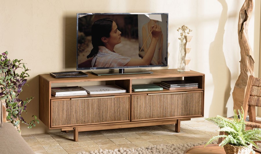 Petit meuble TV industriel en bois recyclé - Recycled