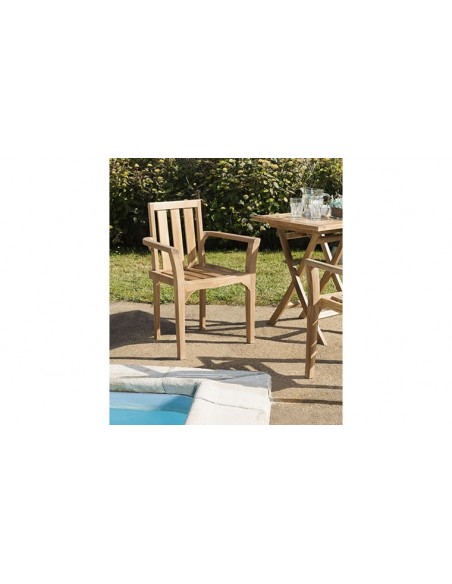 Fauteuil de jardin en teck empilable