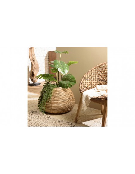 Cache-pots rond en rotin blanc - Cdiscount Jardin