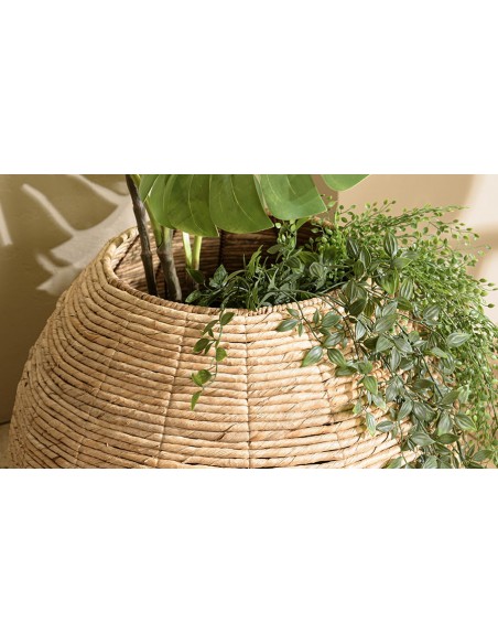 Cache pot rond bas en abaca naturel 41 cm - Thekku