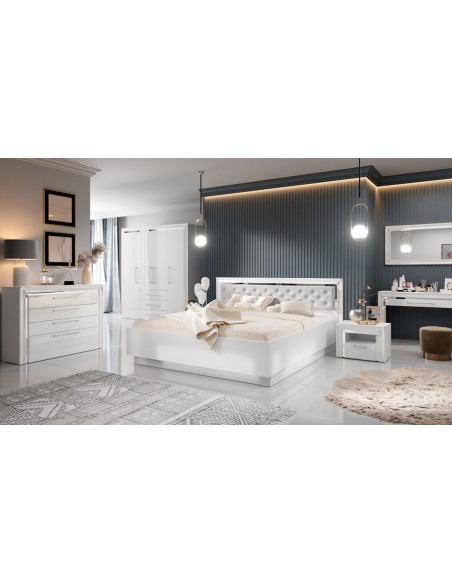 lit design adulte Neirda avec chevets blanc