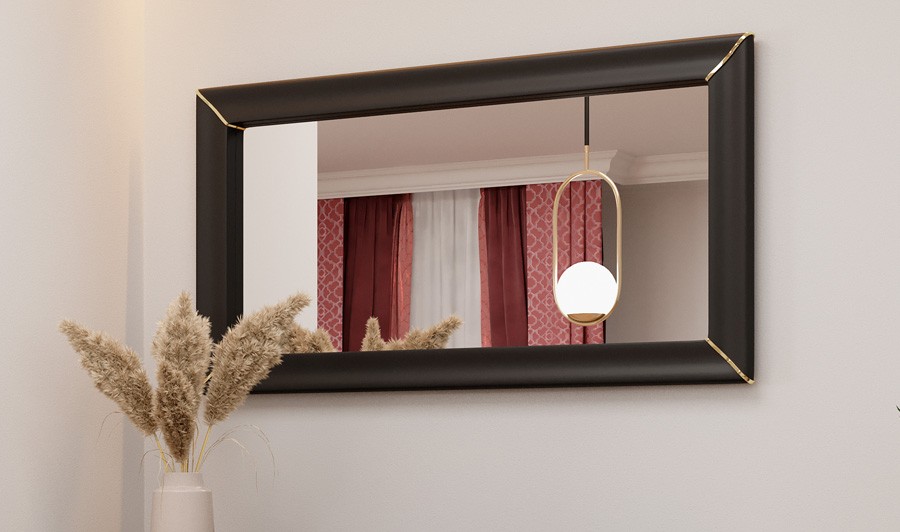 Miroir noir et doré design rectangulaire - Neirda