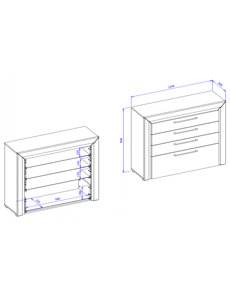 Commode blanche et argentée