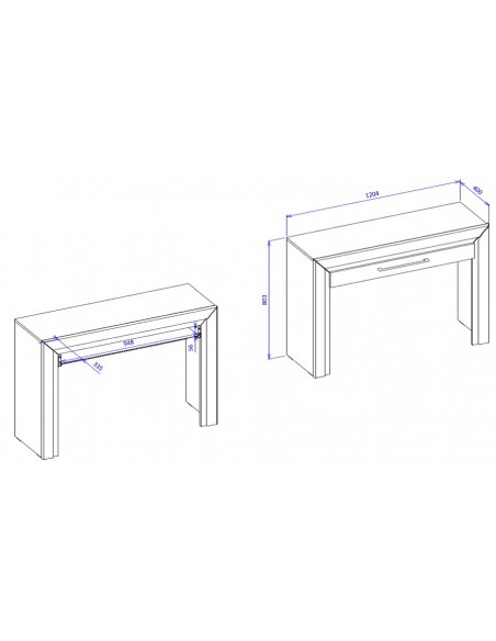 Dimensions coiffeuse dorée Neirda