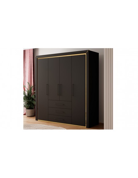 Armoire dressing noire dorée Neirda