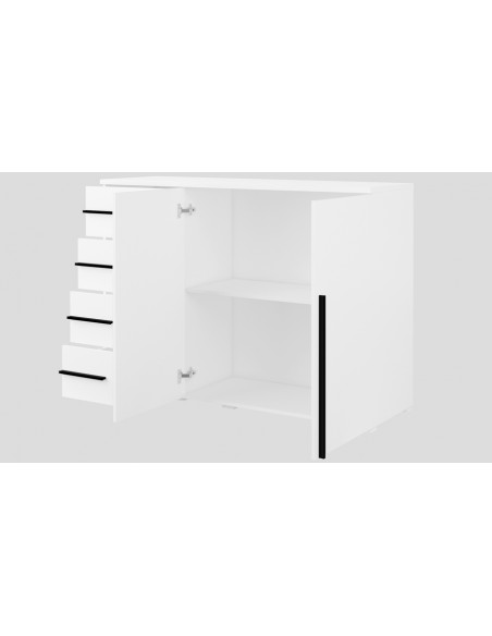 Commode ouverte blanc et noire Roni