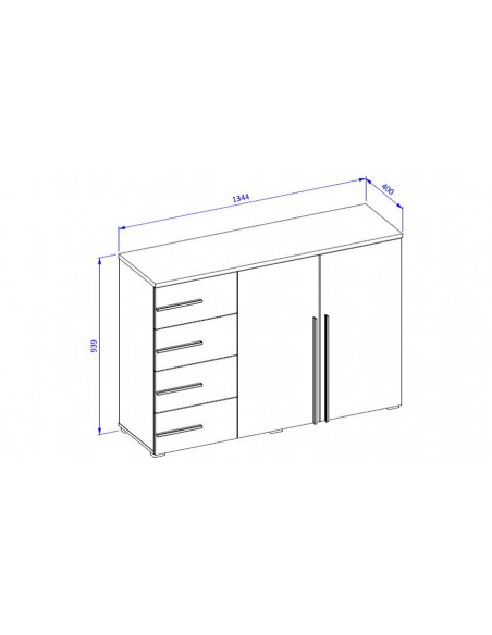 Dimensions extérieures grande commode Roni