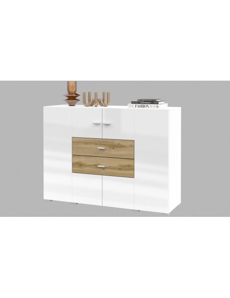 Petit buffet contemporain blanc chêne