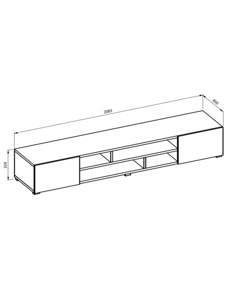 Dimensions extérieures long meuble TV Onyx