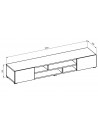 Dimensions extérieures long meuble TV Onyx