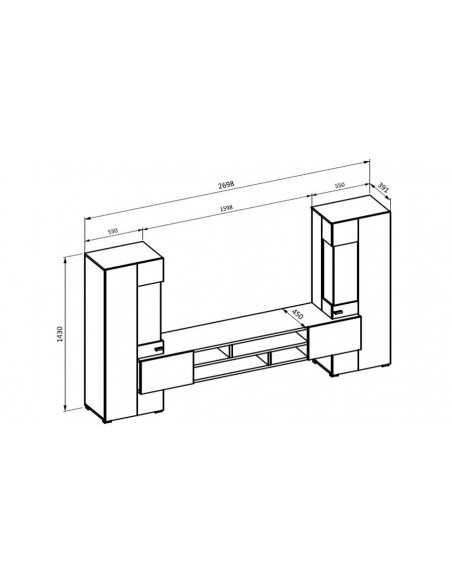 Dimensions extérieures meuble TV Onyx