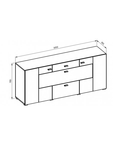 Dimensions extérieures grand buffet Onyx