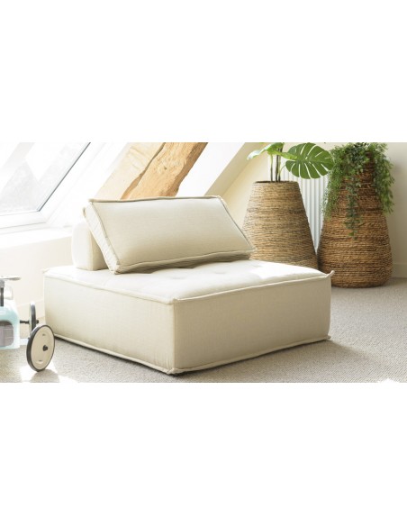 Chauffeuse en tissu beige Emilia