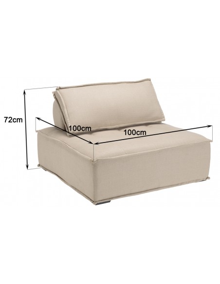 Dimensions chauffeuse tissu beige Emilia