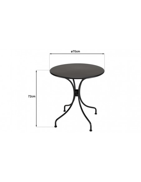 Dimensions table jardin ronde Roméo