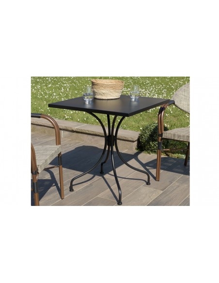 Table jardin carrée noire Roméo