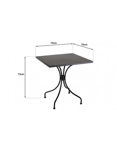 Dimensions table jardin carrée Roméo