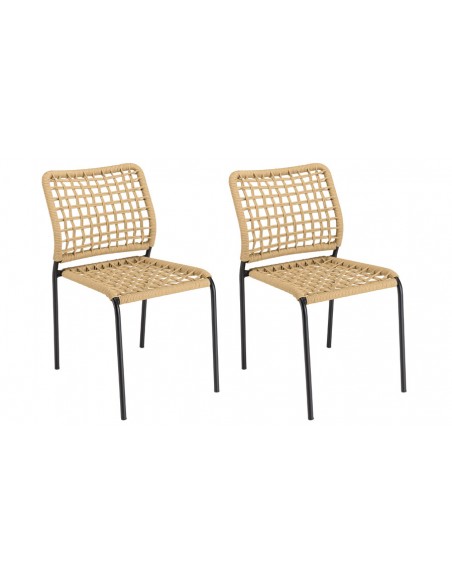 Lot de 2 chaises style bistrot en corde et acier