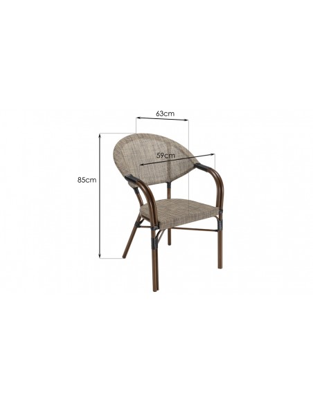 Dimensions fauteuil jardin taupe Roméo