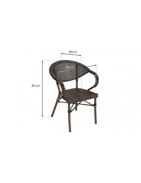 Dimensions fauteuil jardin marron Roméo