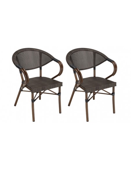 Fauteuils jardin bistrot marron Roméo