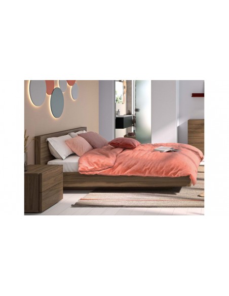 Lit adulte noyer contemporain Float