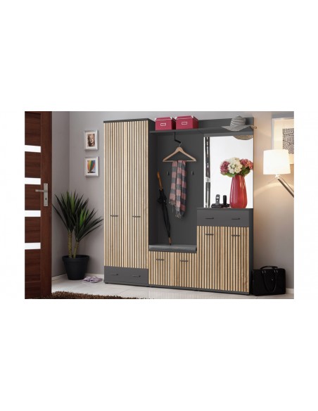 Meuble vestiaire complet avec banc anthracite