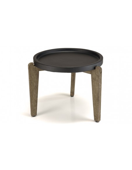 Table d'appoint noir et bois de jardin