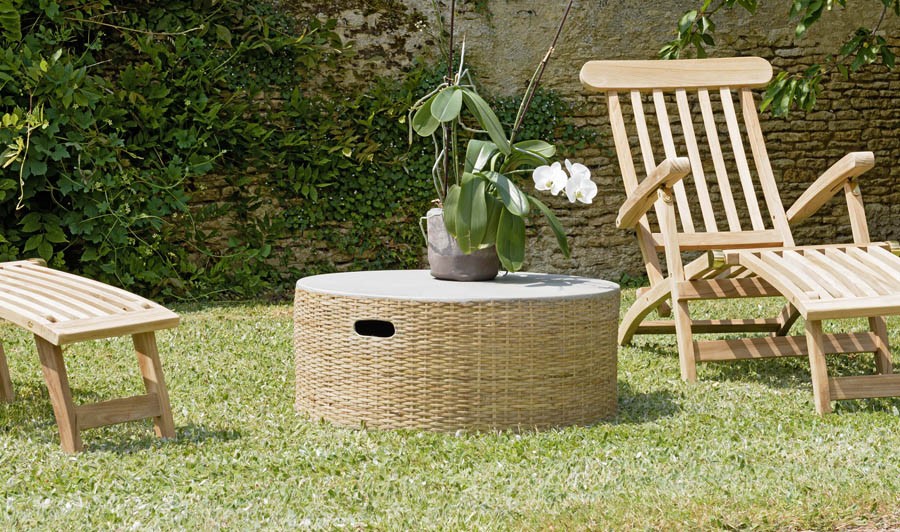 Table d'appoint en bambou naturel exterieur