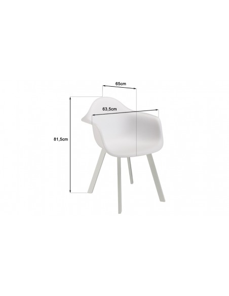 Dimensions fauteuil jardin blanc Kalamata