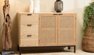 Buffet scandinave rotin bois