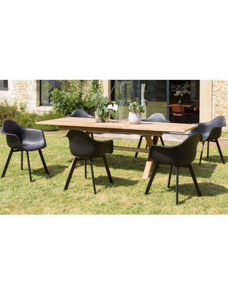 Set 6 fauteuils arrondis noir Kalamata