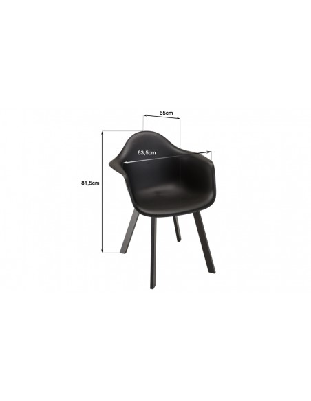 Dimensions fauteuil jardin noir Kalamata
