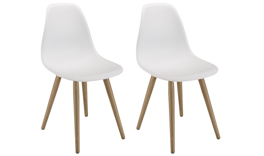 Lot 2 chaises design blanc bois