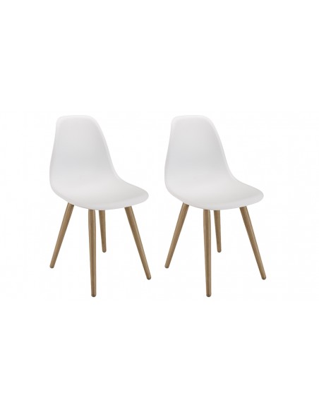 Lot 2 chaises design blanc bois